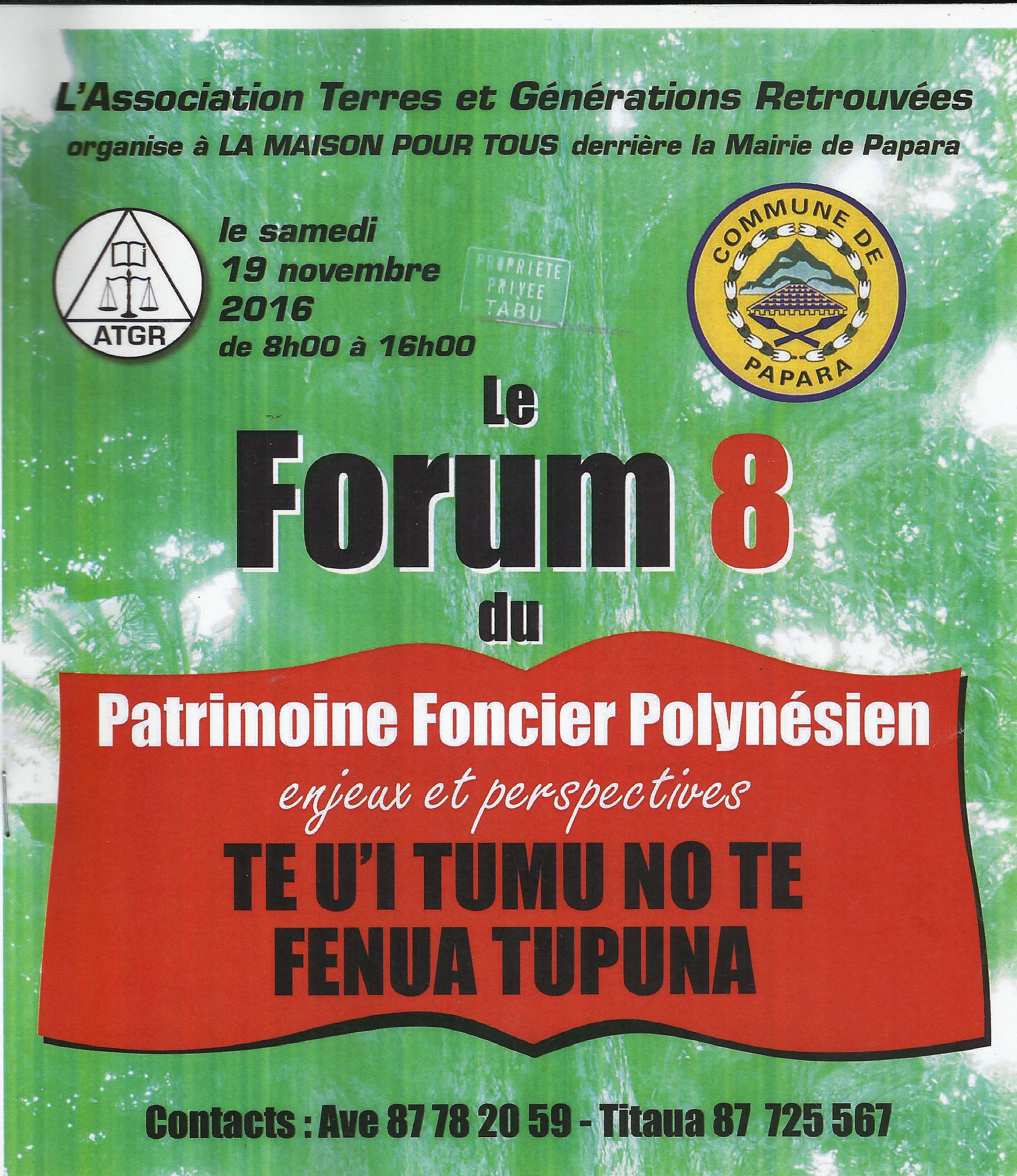Papara accueille le 8e Forum du Patrimoine foncier polynésien