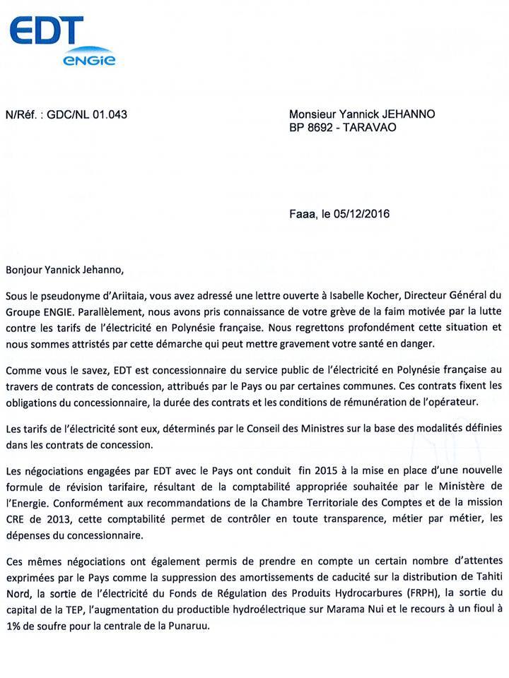 EDT-Engie : "Nous sommes prêts à poursuivre avec vous ce dialogue respectueux"