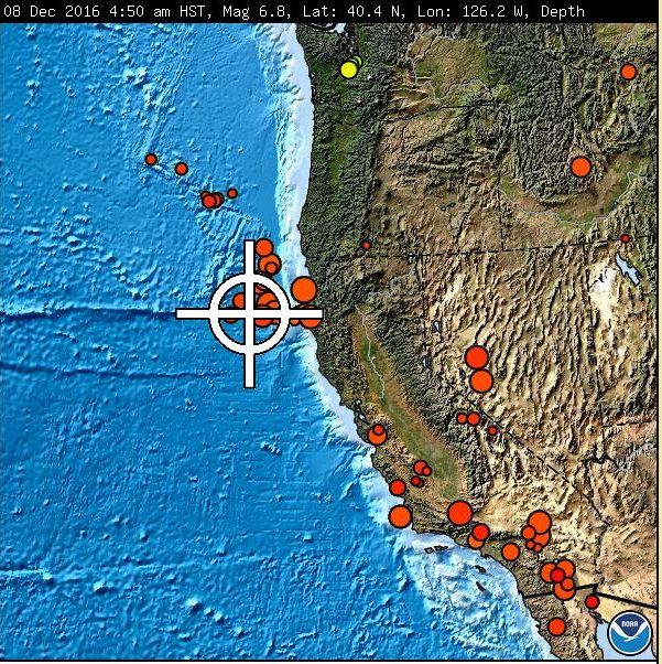 Séisme de magnitude 6,5 au large des côtes nord de la Californie