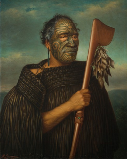 Tamati Waka Nene, huile sur toile, Auckland Art Gallery (101.9 x 84.2 cm), 1890.
