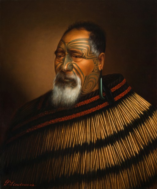 Paora Tuhaere âgé, 1895, huile sur toile, Auckland Art Gallery Toi o Tāmaki, don de Mr. H E Partridge, 1915