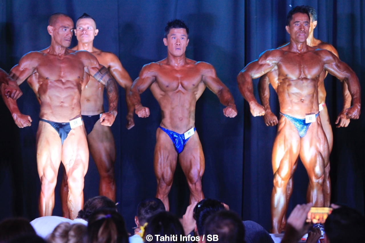 Le podium bodybuilding avec Mataira Teriipaia, Cédric Wong Chou et Stéphane Matke