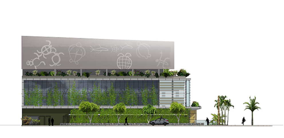 Façade visible depuis la route de ceinture.