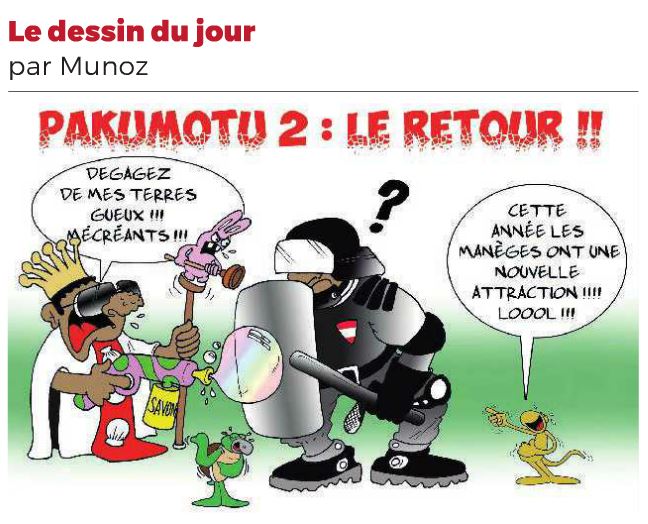 Le roi fantoche Athanase Teiri viole les obligations de son contrôle judiciaire et investi en tenue d'apparat avec ses "sujets" un terrain à Outumaoro. Il avait interdiction de se réunir avec ses hommes en attendant son procès dans l'affaire des coups de feu contre les policiers en janvier 2014.