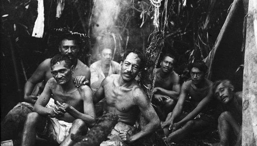 Chasseurs dans la vallée de Papenoo en 1918, photo Bjarne Kroepelien
