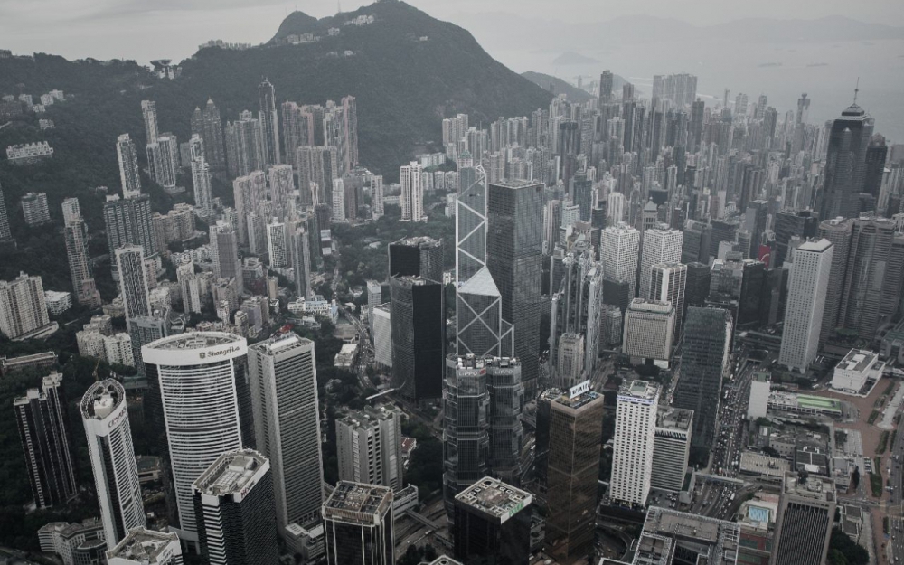 Une vue aérienne du centre de Hong Kong le 23 avril 2015 (AFP/PHILIPPE LOPEZ)