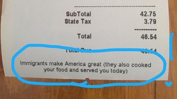 Décret anti-immigration: un restaurant proteste via ses additions