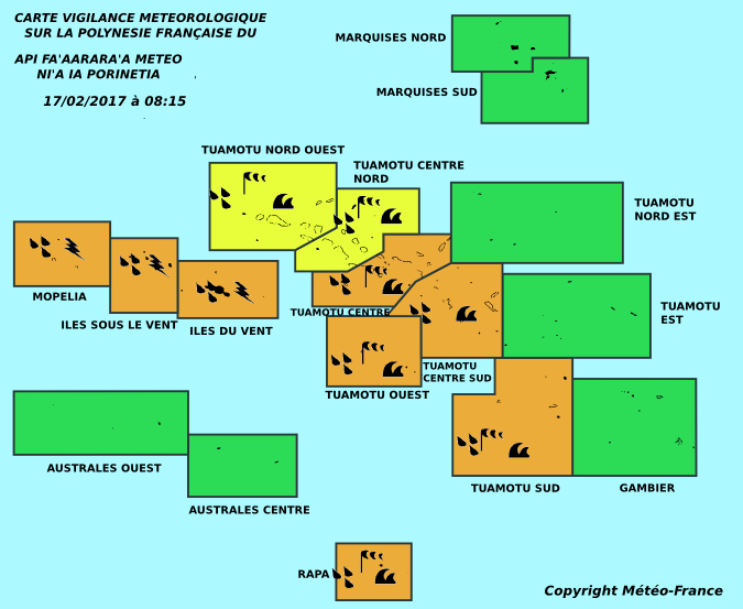 La Société et l'Ouest des Tuamotu en vigilance orange