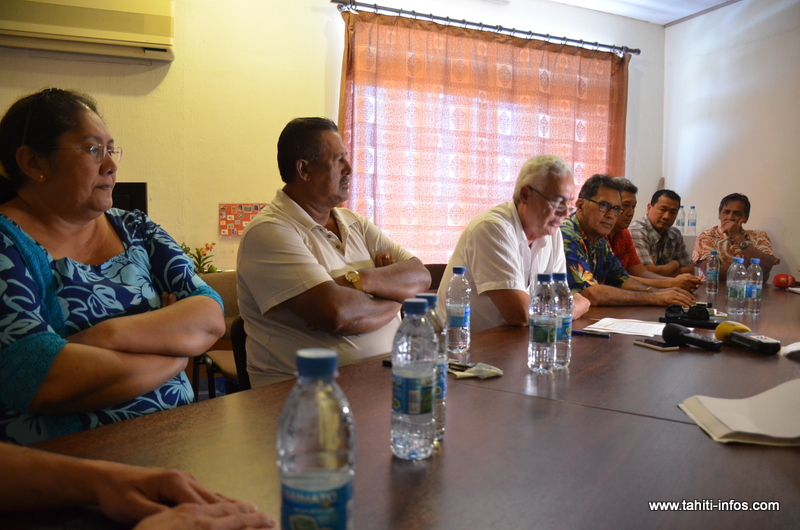 Les membres du comité syndical du Secosud (absent sur la photo : Wilfred Tavaearii, le maire de Taiarapu-Ouest, vice-président du syndicat intercommunal).