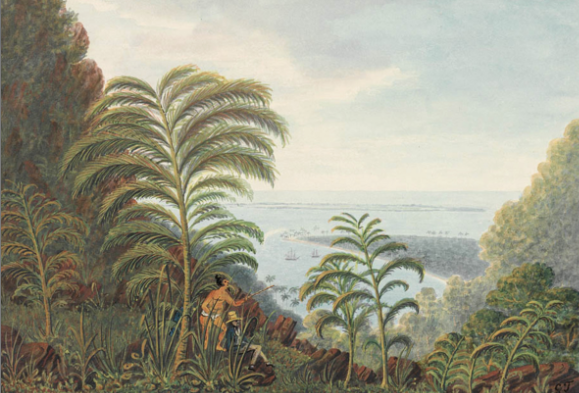 Matavai Bay, and the Island Tetheroa - La baie de Matavai et l’atoll de Tetiaroa en 1792