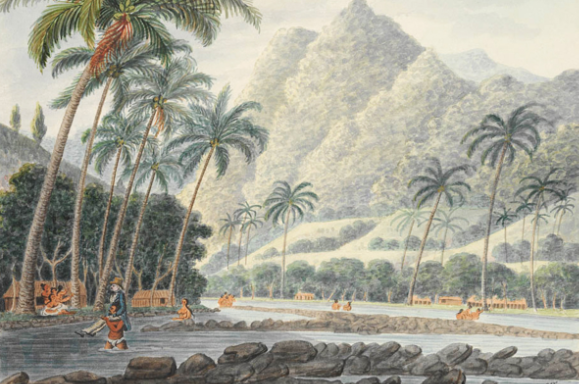 Near the Mouth of Whapiano River - Près de l’embouchure de la rivière de la vallée de Papenoo en 1792 (Whapiano = Hapaianoo, l’ancien nom de Papenoo)