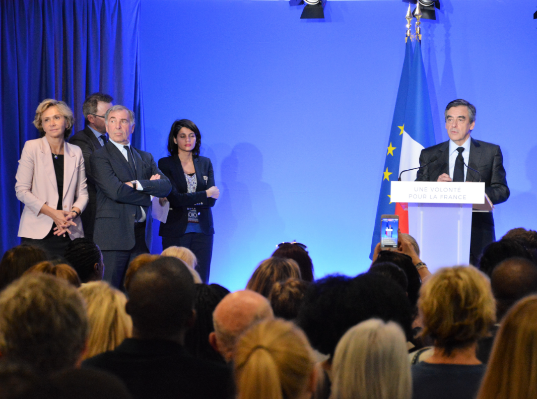 François Fillon lors de son allocution devant les ultramarins de l'Hexagone, mercredi à son siège de campagne parisien. (Photo : Outremers 360°)