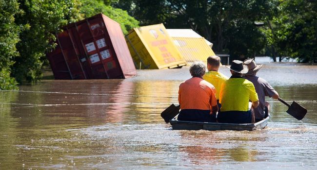 Une rue inondée de Beenleigh, en Australie, le 31 mars 2017, après le passage du cyclone Debbie Patrick HAMILTON  /  AFP