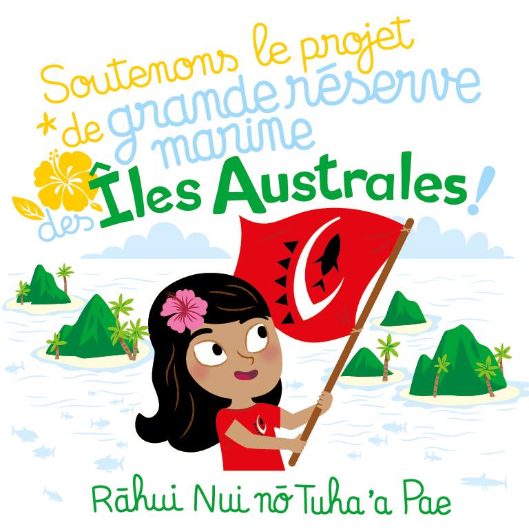 Plusieurs dessins avec des messages de prévention pour sauvegarder les ressources marines aux Australes.