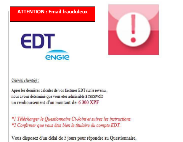 EDT met en garde contre des tentatives de phishing 