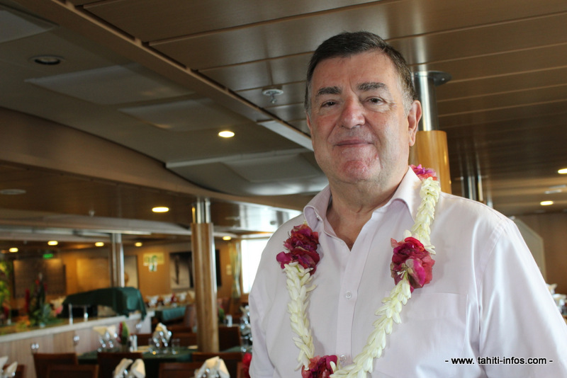 Jean-Pierre Philibert, le président de la Fedom, à bord de l'Aranui V.