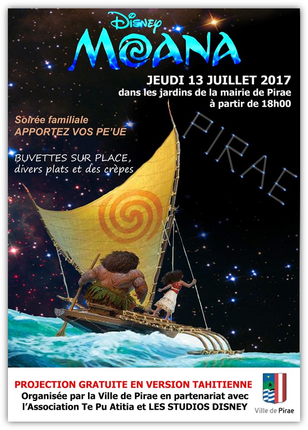 Pirae : projection de Moana en tahitien ce jeudi soir