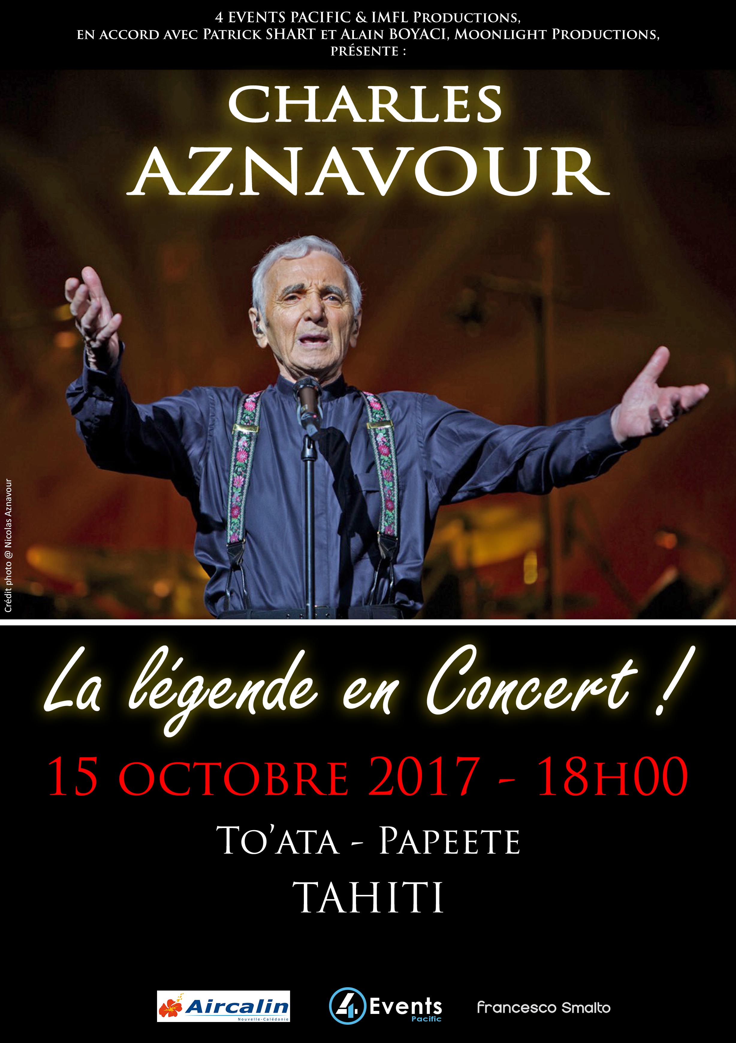Charles Aznavour, en concert le 15 octobre à Tahiti
