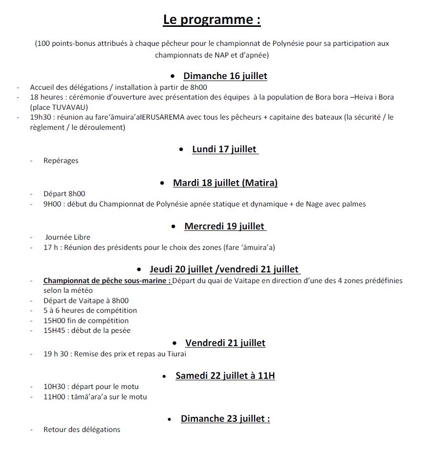 Bora Bora accueille le championnat de pêche sous-marine 2017