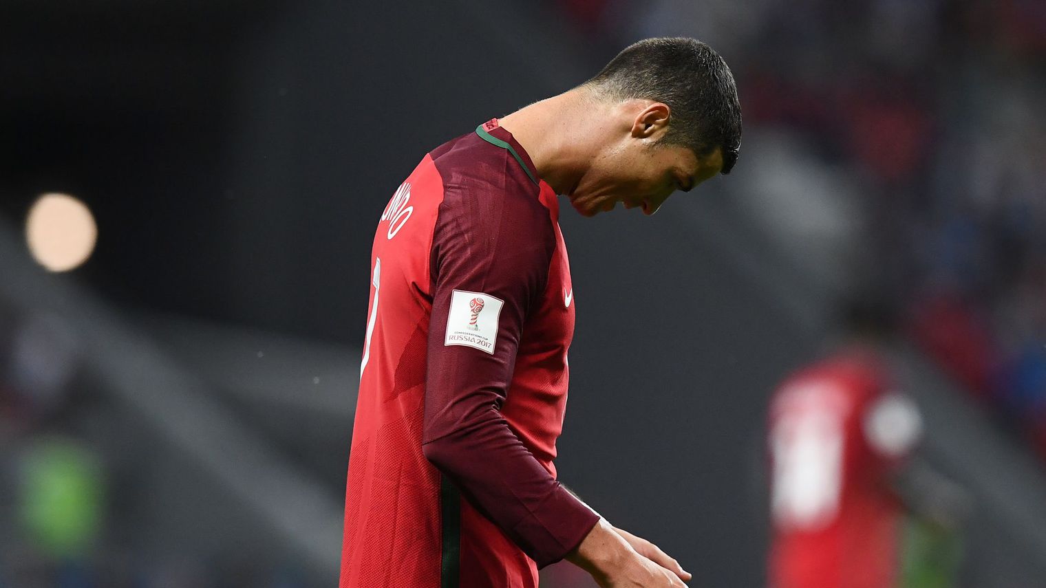 Le joueur portuguais Cristiano Ronaldo, lors de la demi-finale de Coupe des Confédérations entre le Portugal et le Chili à Kazan (Russie), le 28 juin 2017 afp.com/FRANCK FIFE
