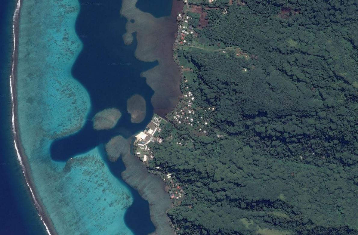 Vue aérienne de l'espace maritime de la commune associée de Tevaitoa.