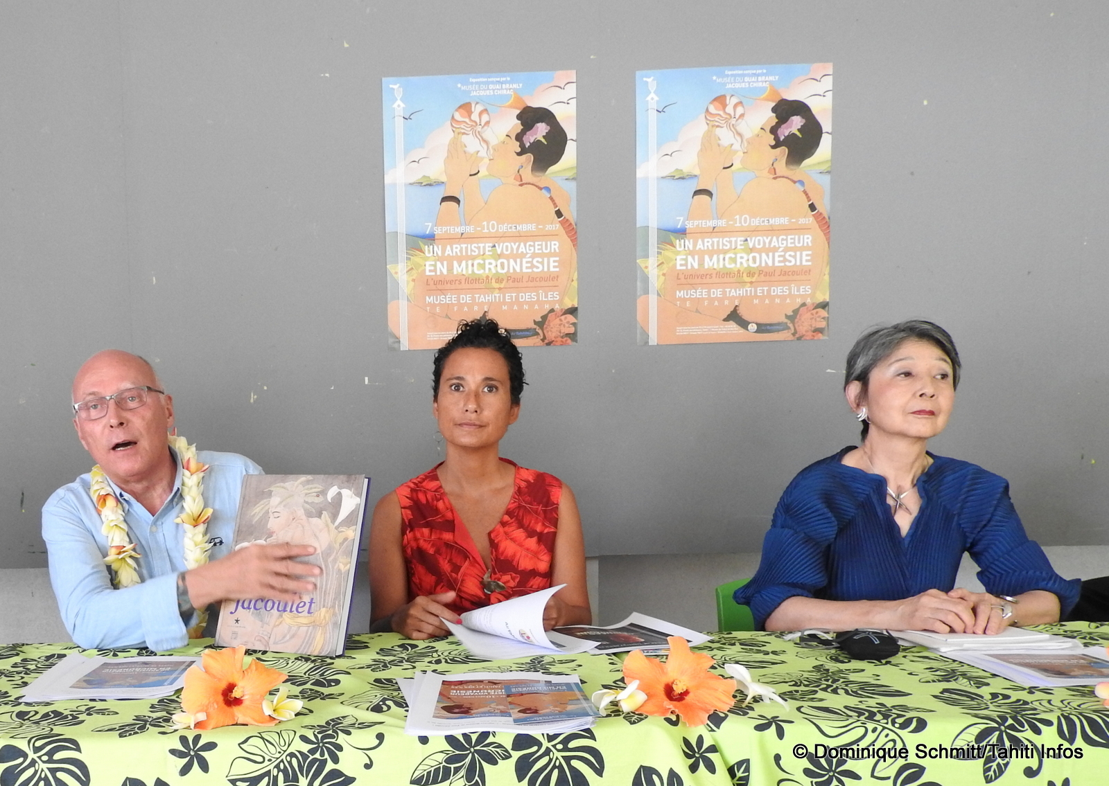 Stéphane Martin, Miriama Bono et Thérèse Jacoulet-Inagaki ont présenté l'œuvre raffinée de Jacoulet.
