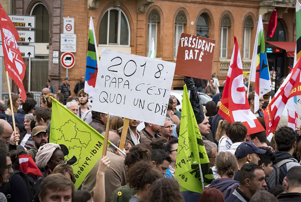 Macron à Toulouse: manifestation contre la baisse des APL et contre les ordonnance
