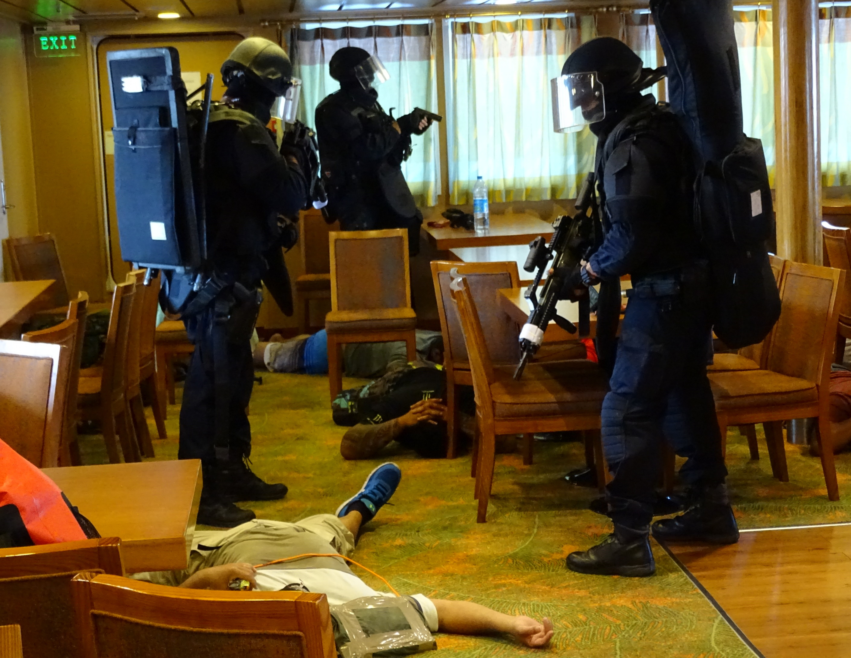 Exercice antiterroriste au port autonome de Papeete