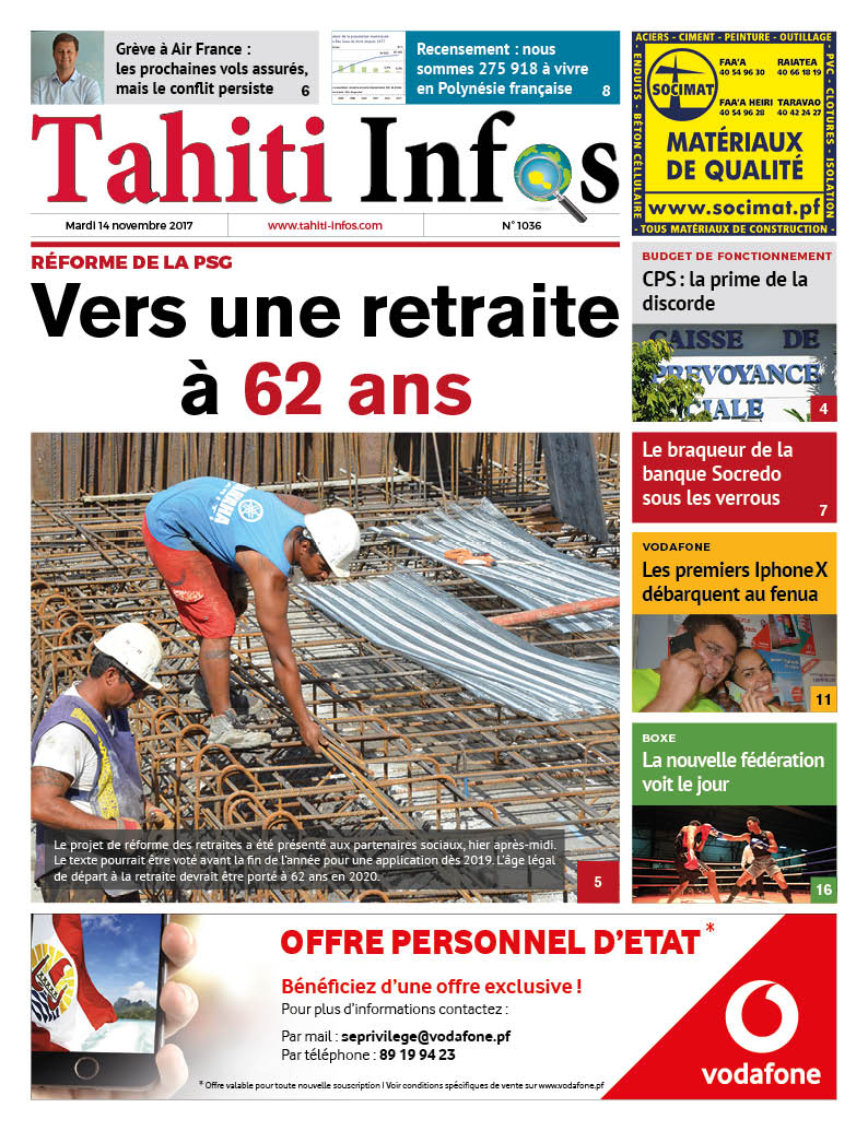 TAHITI INFOS N°1036 du 14 novembre 2017