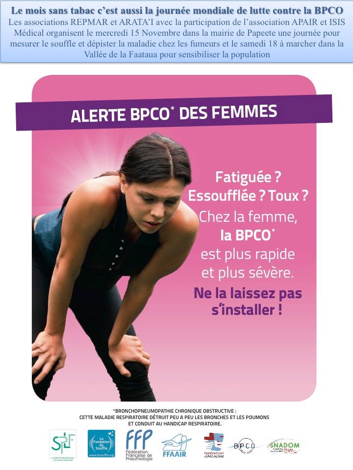 Mois sans tabac : journée de dépistage de la BPCO ce mercredi à la mairie de Papeete