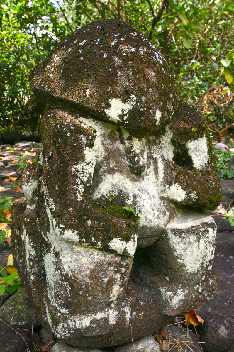 Un  tiki moderne de Hikokua, surnommé par certains le « tiki tortue » à cause de la forme de sa tête.