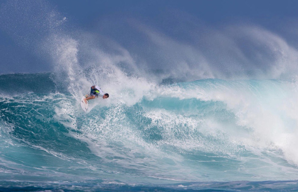 Ariihoe Tefaafana, ici à Sunset Beach, termine 4e de la zone Hawai'i-Tahiti en 2017
