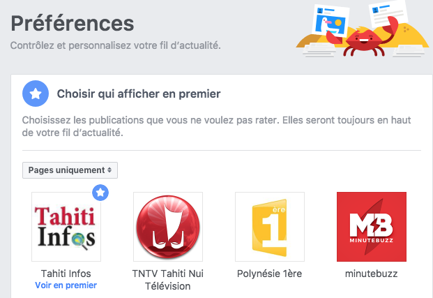 Cliquez sur Tahiti Infos ( une étoile s'affiche)