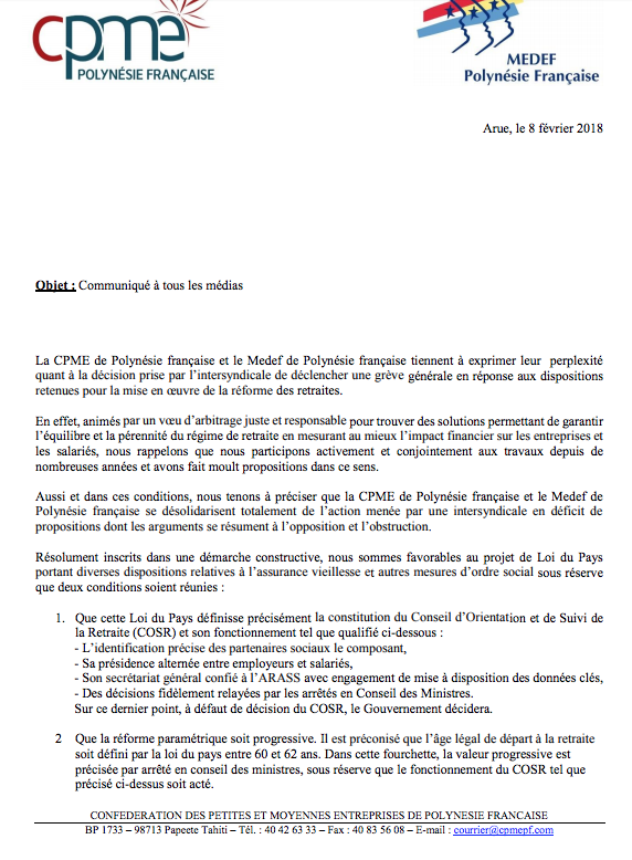Le préavis de grève générale est déposé pour jeudi prochain