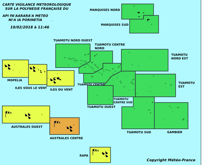 Météo :Tubuai et Raivavae en vigilance orange