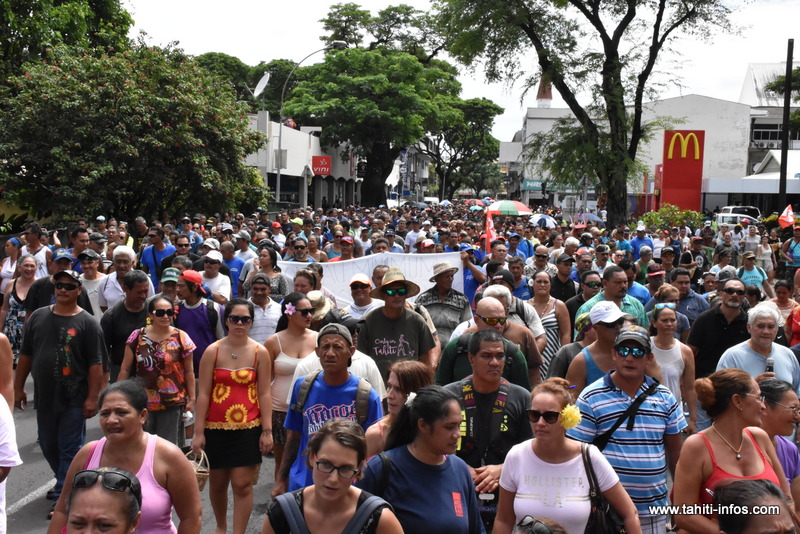 Plusieurs milliers de manifestants s'étaient mobilisés le 15 février dernier à Tarahoi pour demander le retrait du projet de loi portant sur la réforme des retraites.