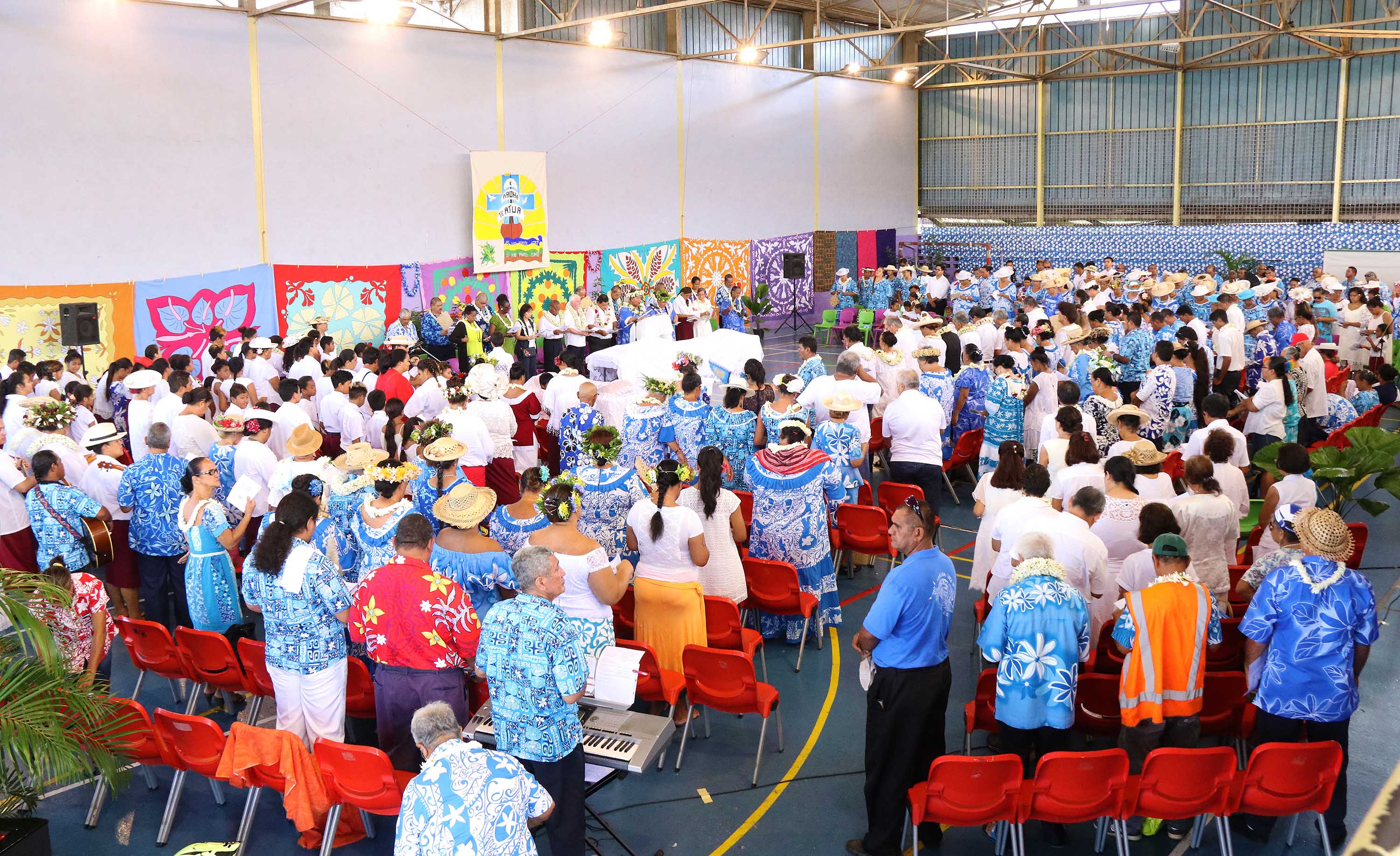 L’Eglise protestante maohi a rassemblé ses fidèles, au stade Willy Bambridge, à Papeete. Crédit photo : Président de la Polynésie française.