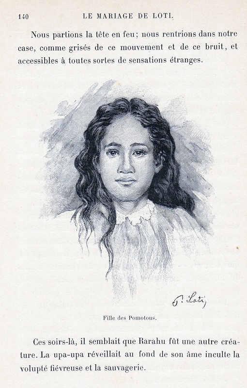 Une fille des Tuamotu dessinée par Pierre Loti (extrait de la collection Margueron)