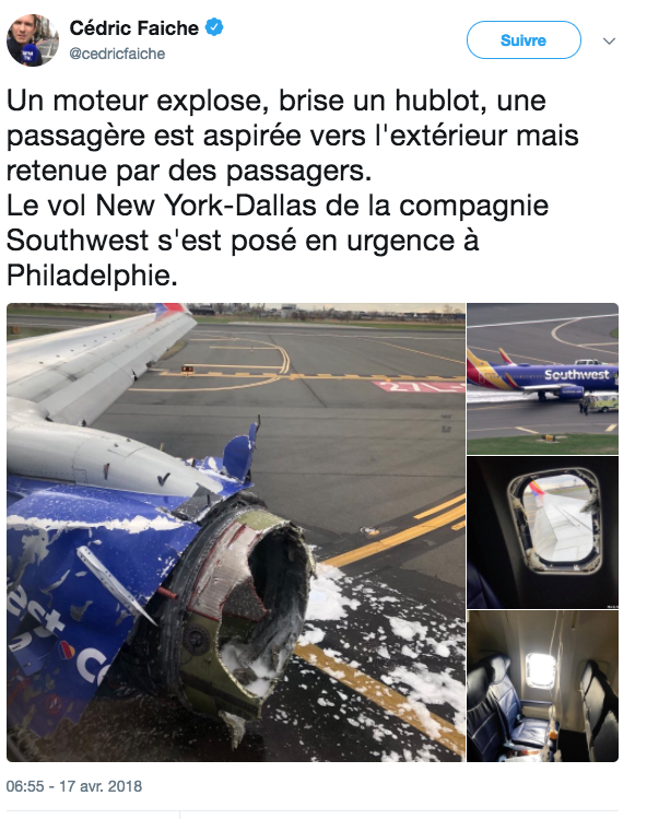 USA: un mort après une défaillance de moteur sur un vol New York-Dallas