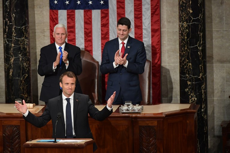 Macron chaudement reçu au Congrès américain pour exposer sa vision du monde