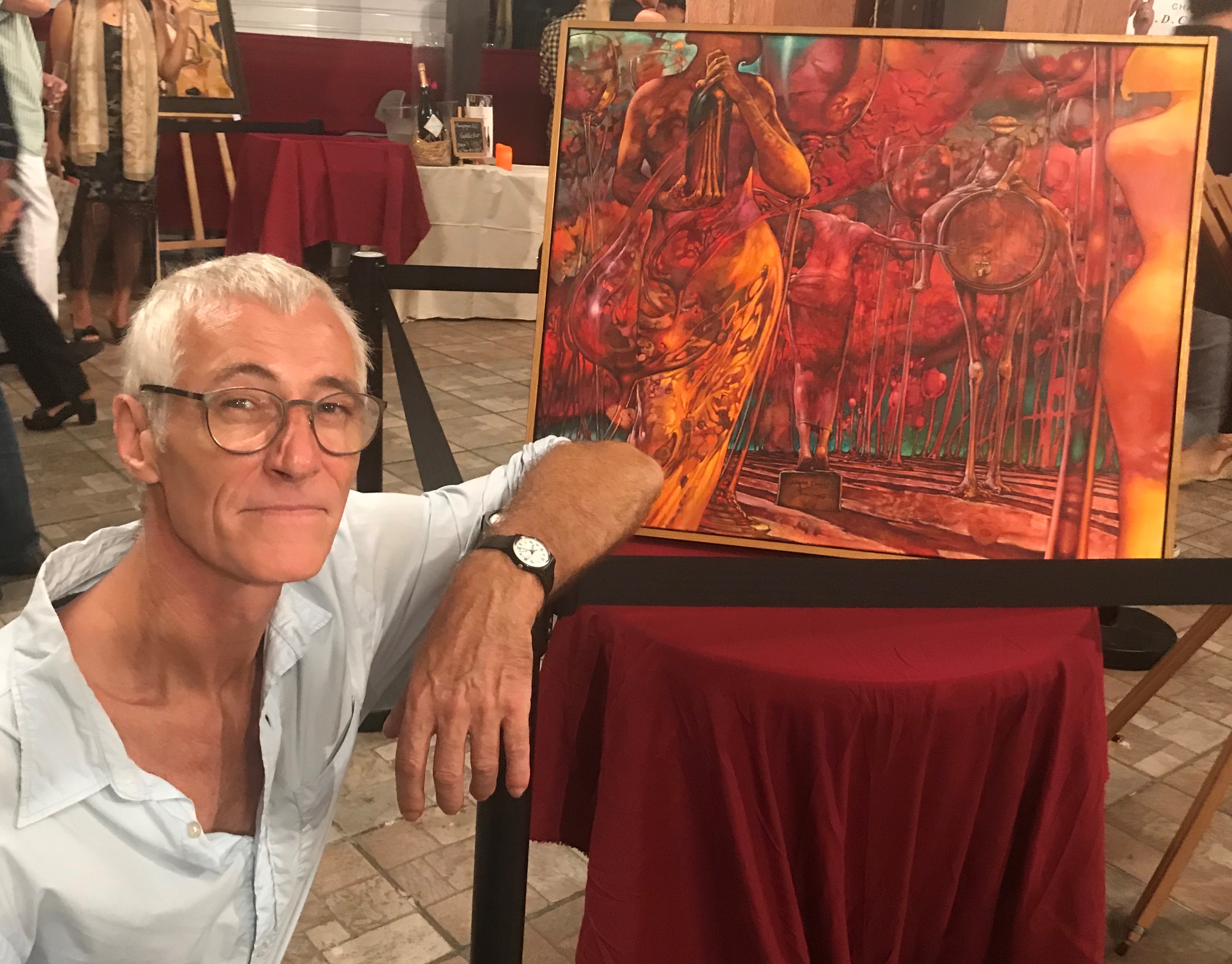 Jean-Luc Bousquet: « Dans le vin il y a l’ivresse et dans la peinture il y a l’ivresse aussi, donc ces deux ivresses se rassemblent. On sait bien que les artistes ont besoin souvent d’un peu de vitamines  pour l’imaginaire et le vin en fait partie. »