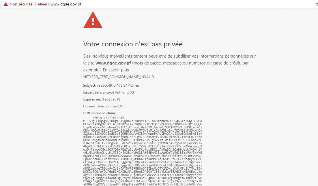 Les sites du Pays inaccessibles à cause d'un problème de certificat
