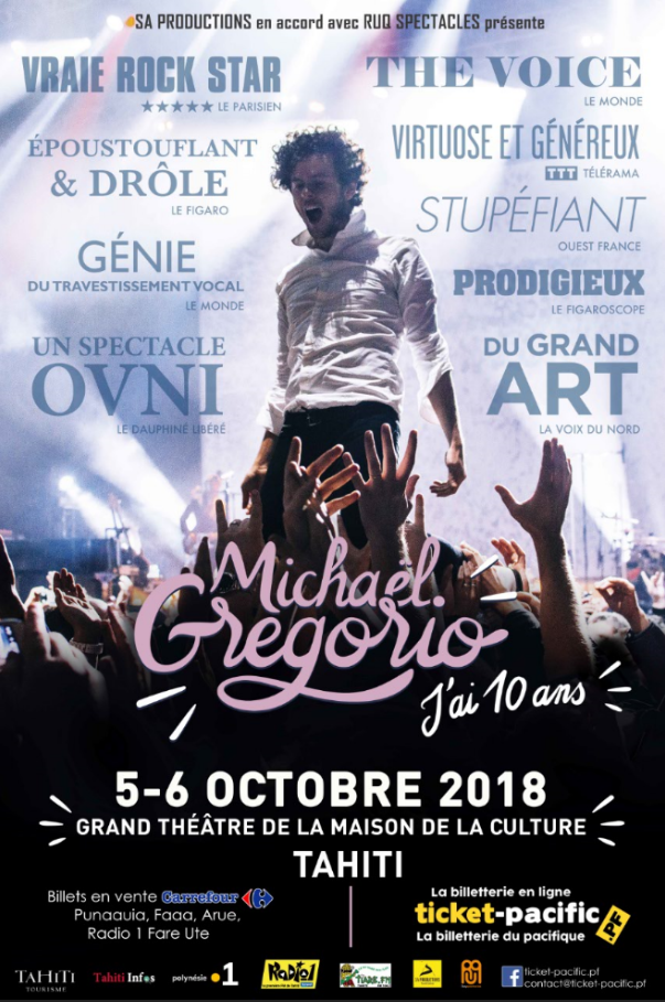 Michaël Gregorio à Tahiti en octobre