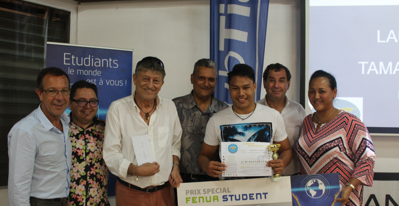 Tamatai Tevaerai, du lycée polyvalent Aorai de Pirae, lors de la remise officielle des prix.