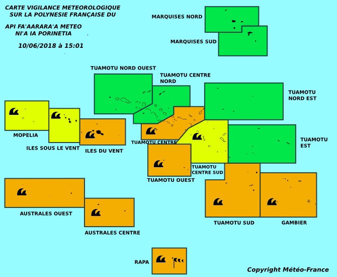 Fortes houles : les Australes, les Tuamotu et la Société en vigilance orange
