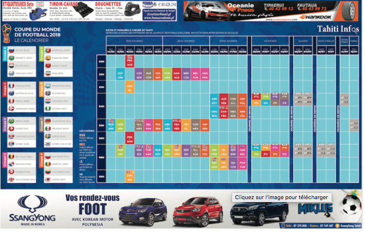 Pour télécharger les horaires et les chaines des matchs, cliquez sur l'image