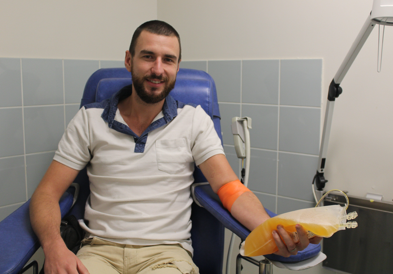 Samuel est donneur régulier en plasma. Il vient environ toutes les quatre à six semaines au Centre de transfusion sanguine.