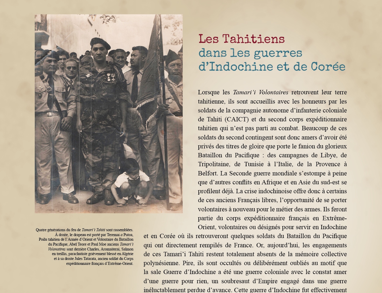 Les Tahitiens dans les guerres d'Indochine et de Corée
