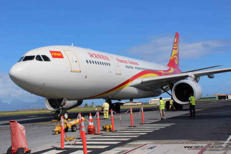 L'avion d'Hainan Airlines en octobre dernier à l'aéroport de Tahiti-Faa'a