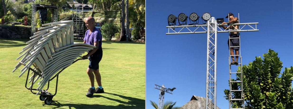 Les chaises, les lumières… tout doit être prêt avant l'ouverture.